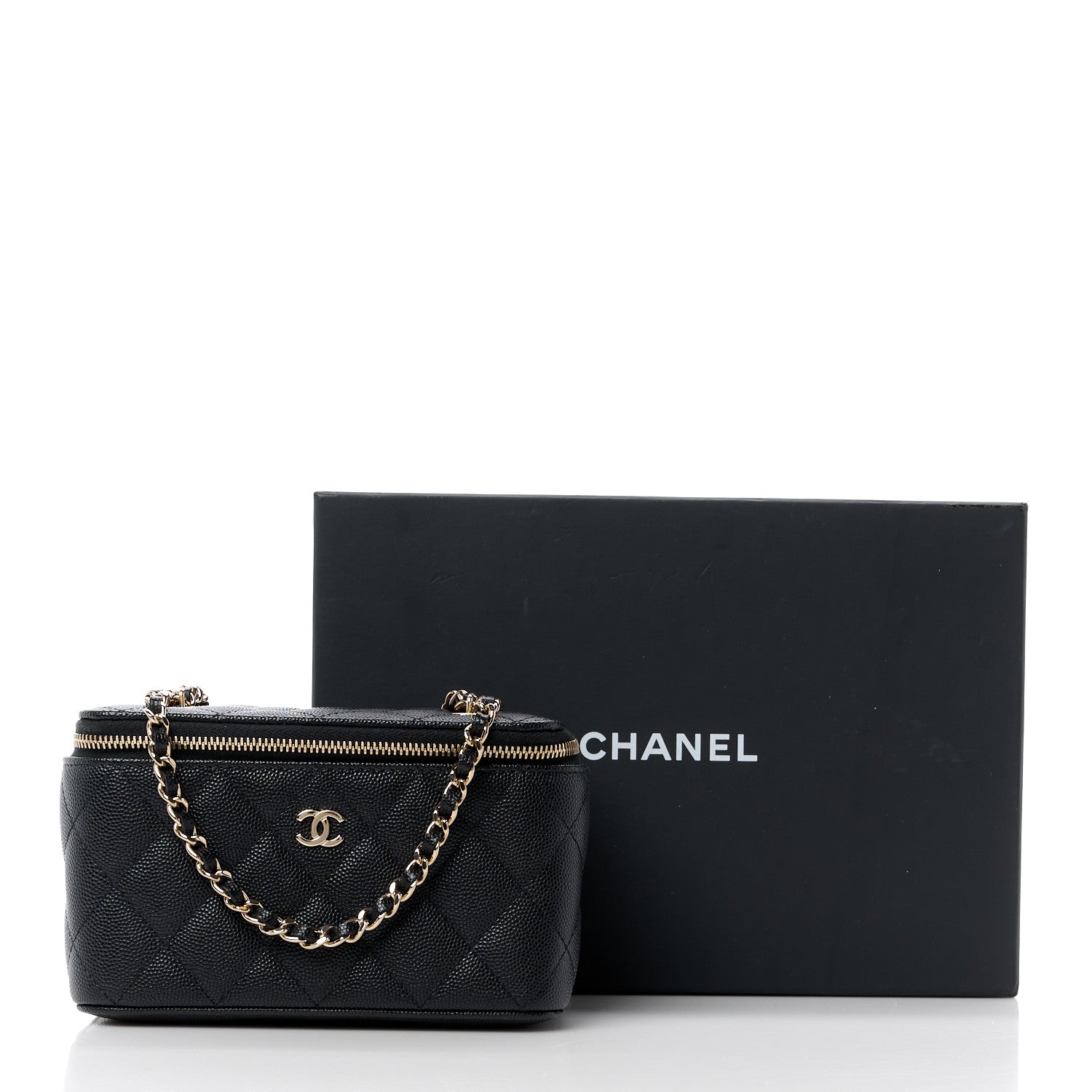 Chanel Caviar Quilted Small Vanity Case With Chain Black 11 of 11