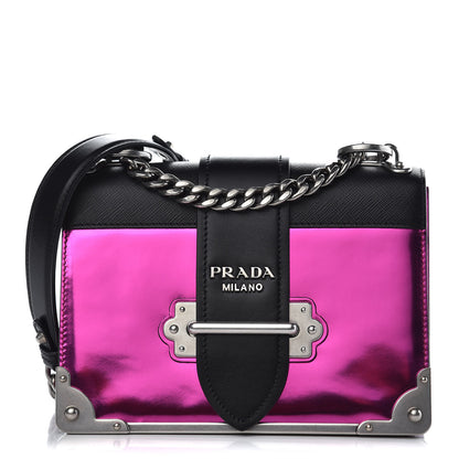 Prada Metallic Vitello Saffiano Cahier Bag Fuxia Black 1 of 10