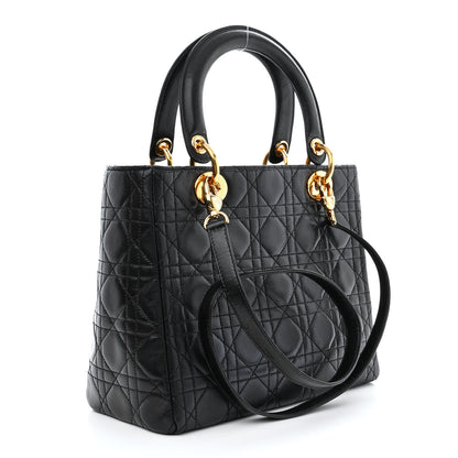 Christian Dior Lambskin Cannage Medium Lady Dior Black 3 of 11