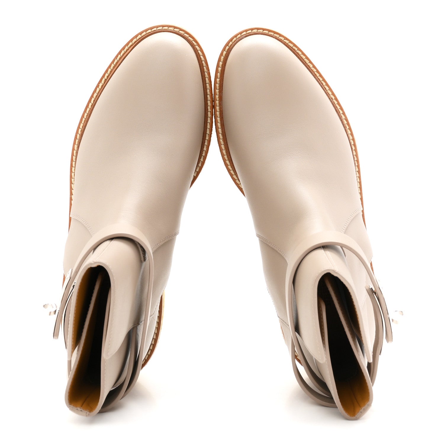 Hermes Calfskin History Ankle Boots 38 Beige Mastic 2 of 9