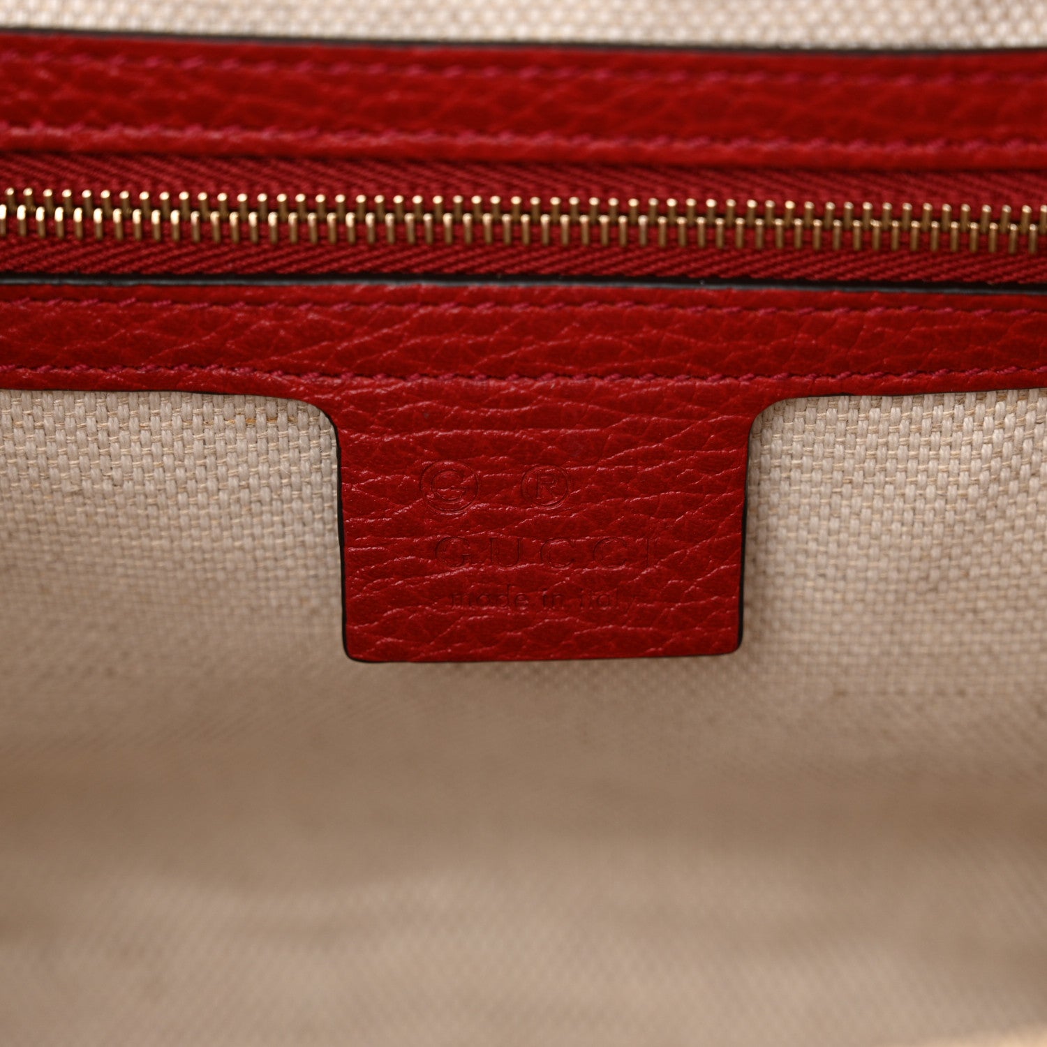 Gucci Dollar Calfskin Medium Soho Top Handle Satchel Hibiscus Red 6 of 10