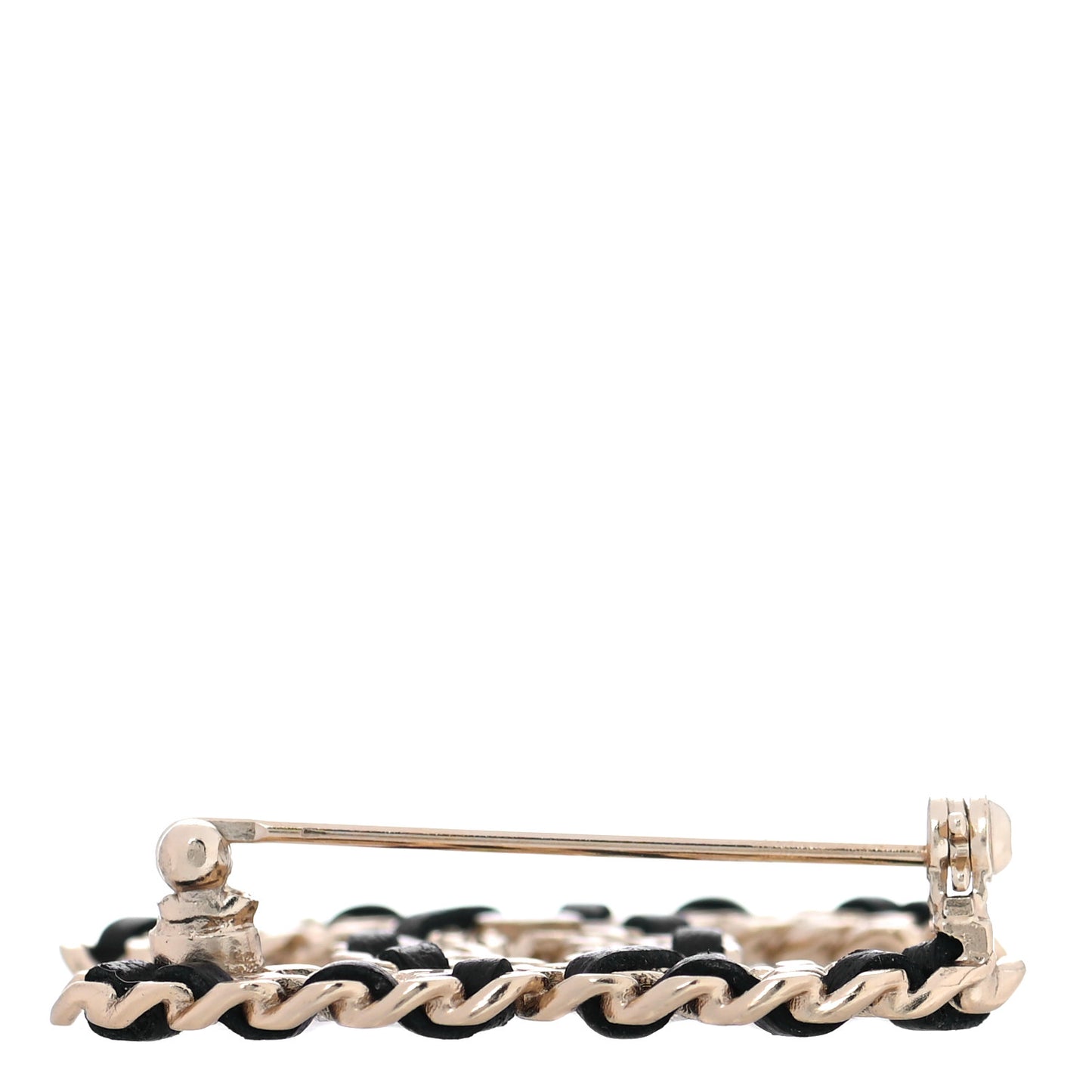 Lambskin Crystal Vintage Allure CC Chain Brooch Black Gold
