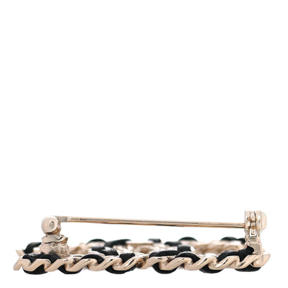 Chanel Lambskin Crystal Vintage Allure CC Chain Brooch Black Gold 2 of 4