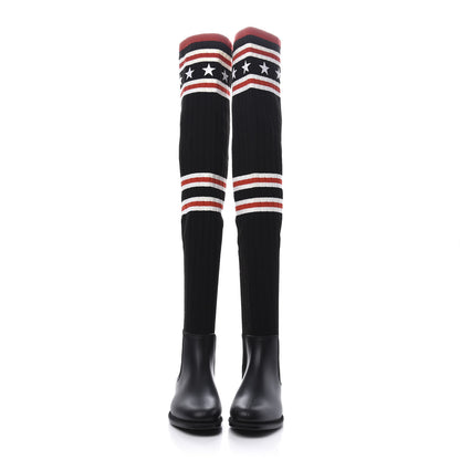 Givenchy Knit Rubber Storm Over The Knee Boots 36 Black 2 of 7