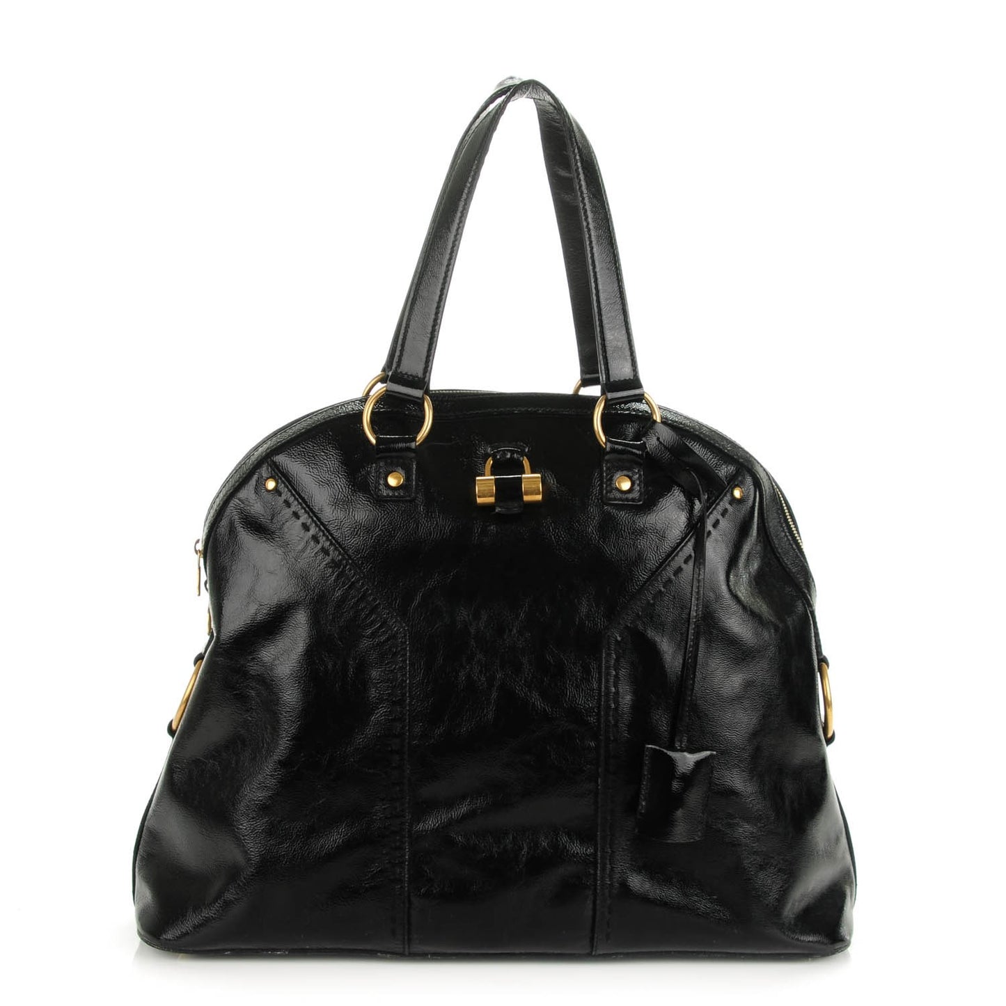 Patent Calfskin Oversized Muse Black