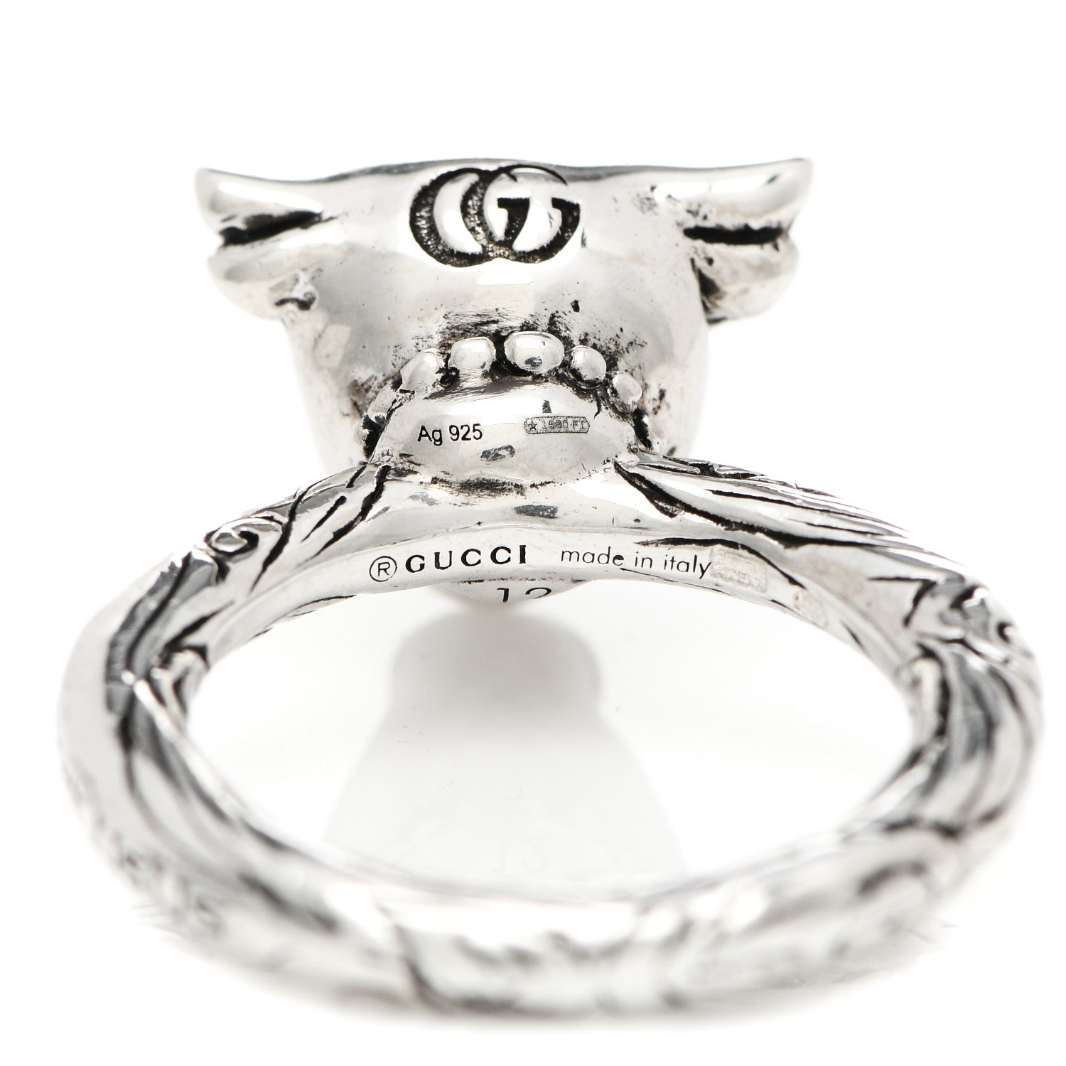Gucci Sterling Silver Anger Forest Bull's Head Ring 52 6 5 of 5