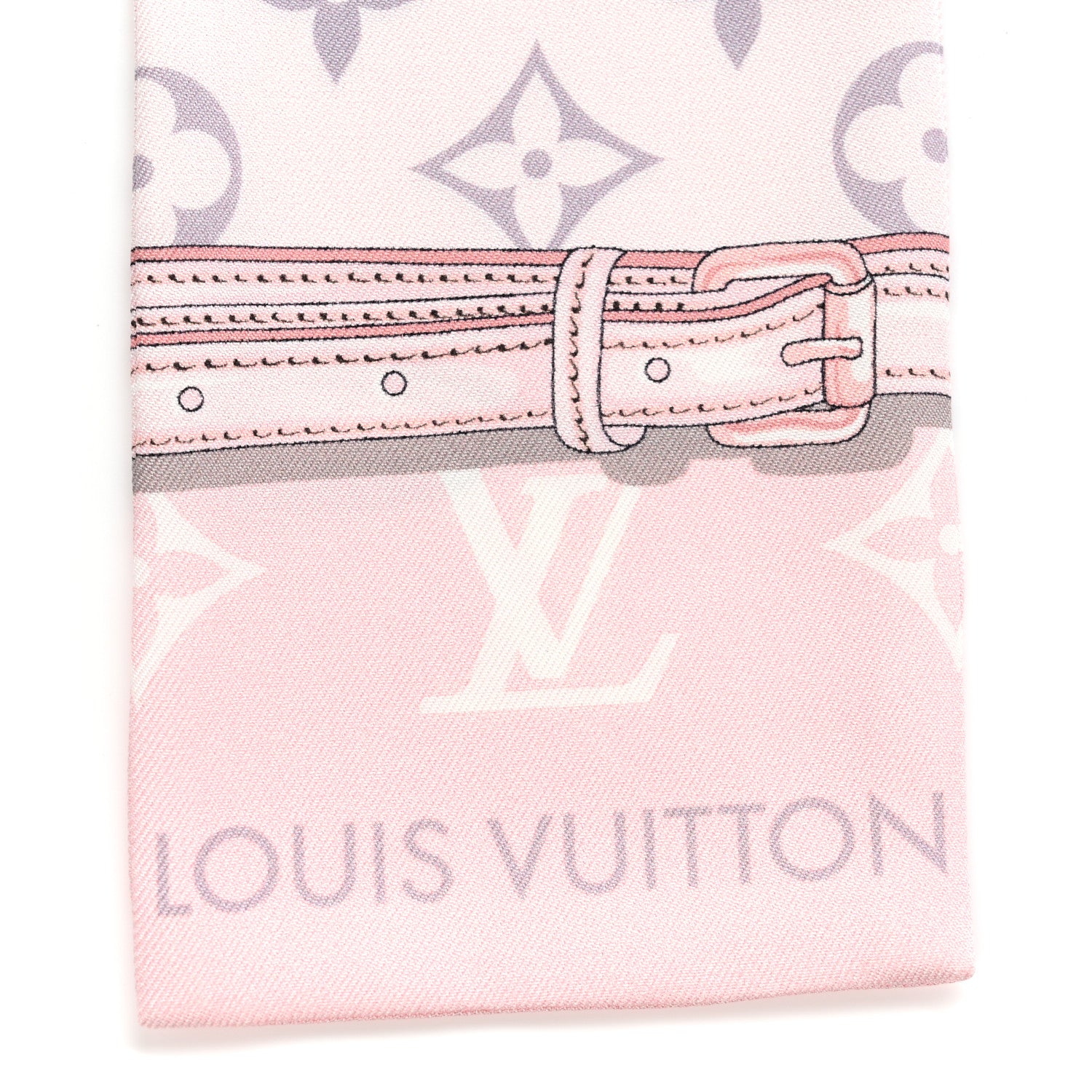 Louis Vuitton Silk Monogram Confidential Bandeau Light Pink Porcelain Rose Beige Ebony 2 of 4
