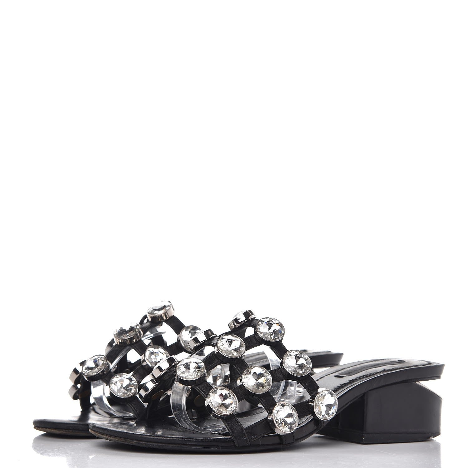 Alexander Wang Calfskin Crystal Embellished Amelia Cut Out Sandals 35 Black 3 of 11