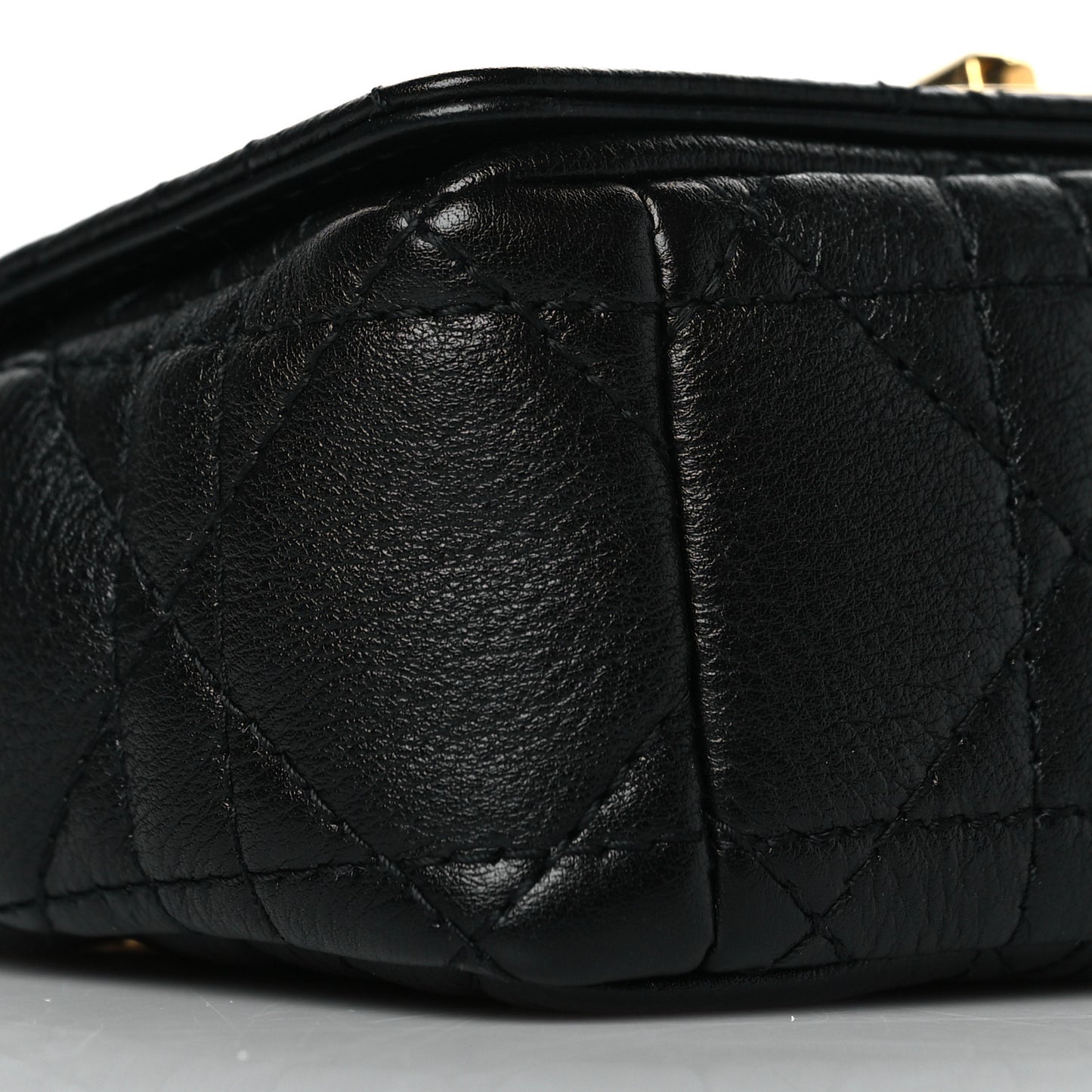 Supple Calfskin Cannage Micro Caro Bag Black