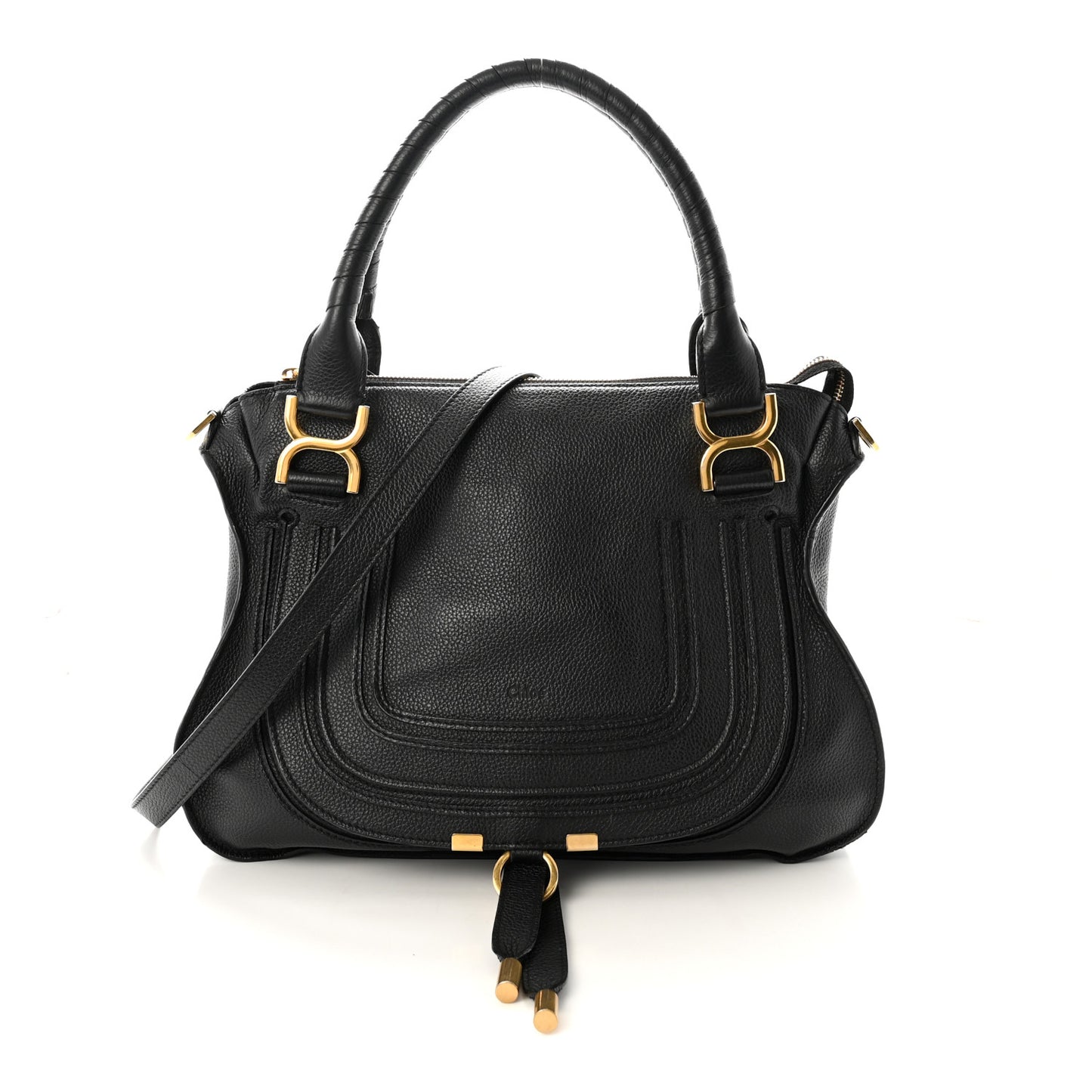 Calfskin Medium Marcie Satchel Black