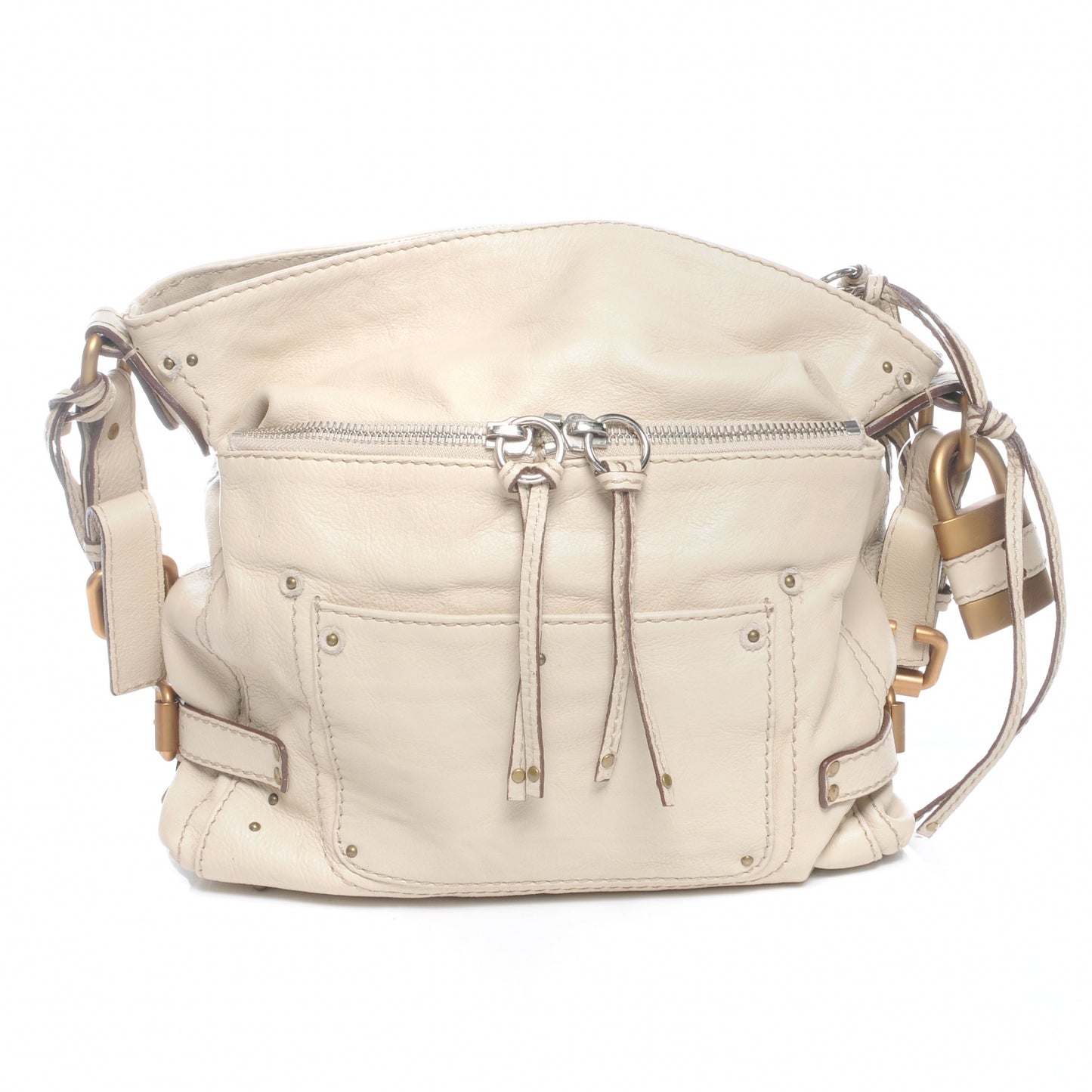 Leather Paddington Hobo Beige