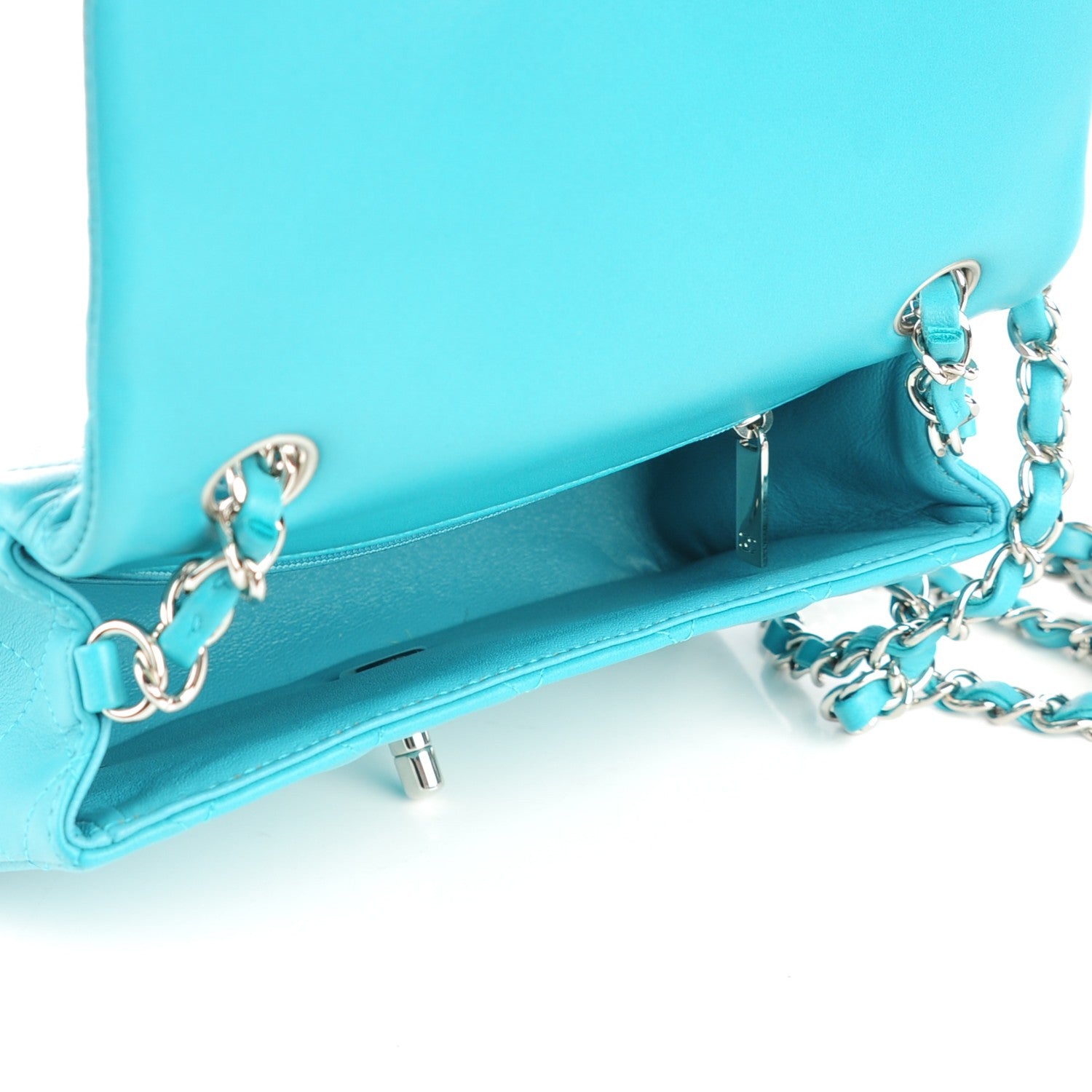 Chanel Lambskin Quilted Mini Rectangular Flap Turquoise 6 of 8