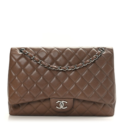 Chanel Caviar Quilted Maxi Single Flap Taupe 1 of 9