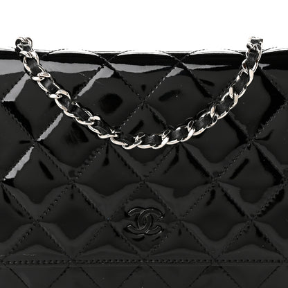 Chanel Patent Quilted Wallet On Chain WOC Black 8 of 10