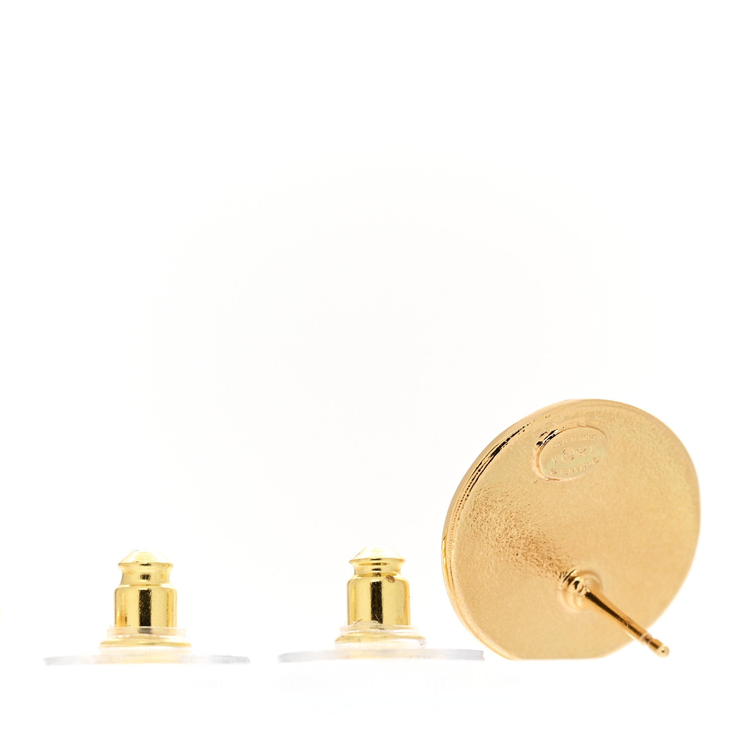 Chanel Metal Round CC Earrings Gold 4 of 4