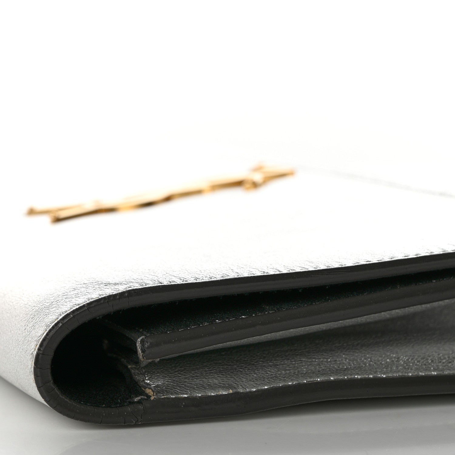 Saint Laurent Metallic Calfskin Classic Monogram Cassandre Clutch Silver 12 of 12