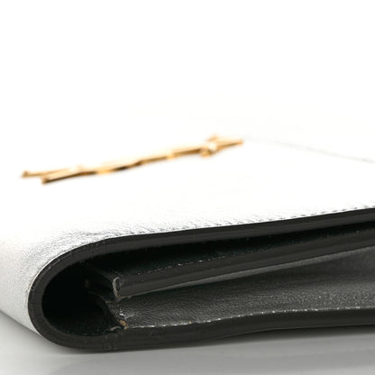 Saint Laurent Metallic Calfskin Classic Monogram Cassandre Clutch Silver 12 of 12