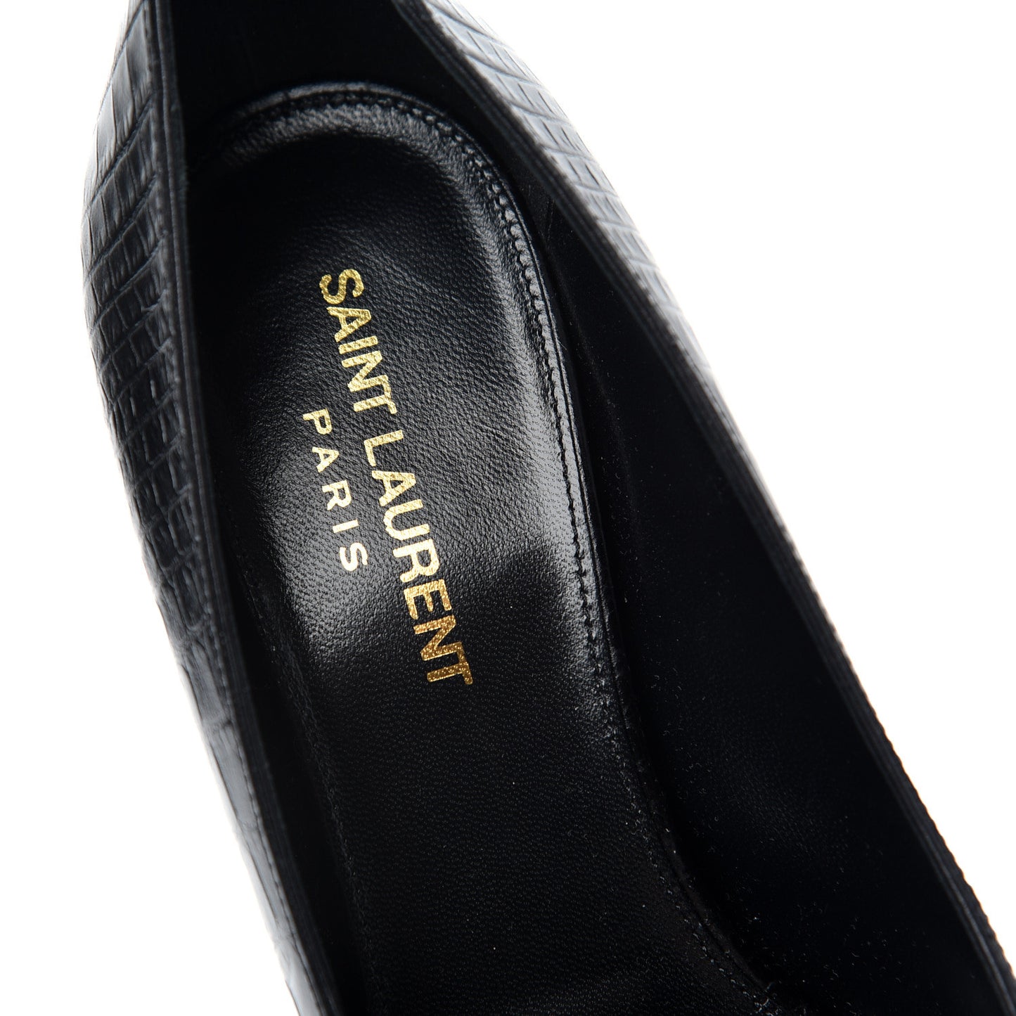 Calfskin Crocodile Embossed Opyum Pumps 36 Black