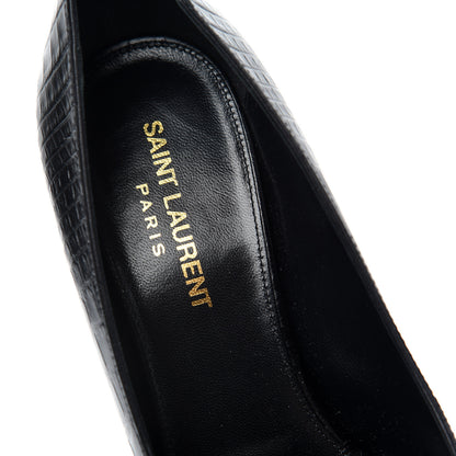 Saint Laurent Calfskin Crocodile Embossed Opyum Pumps 36 Black 8 of 11