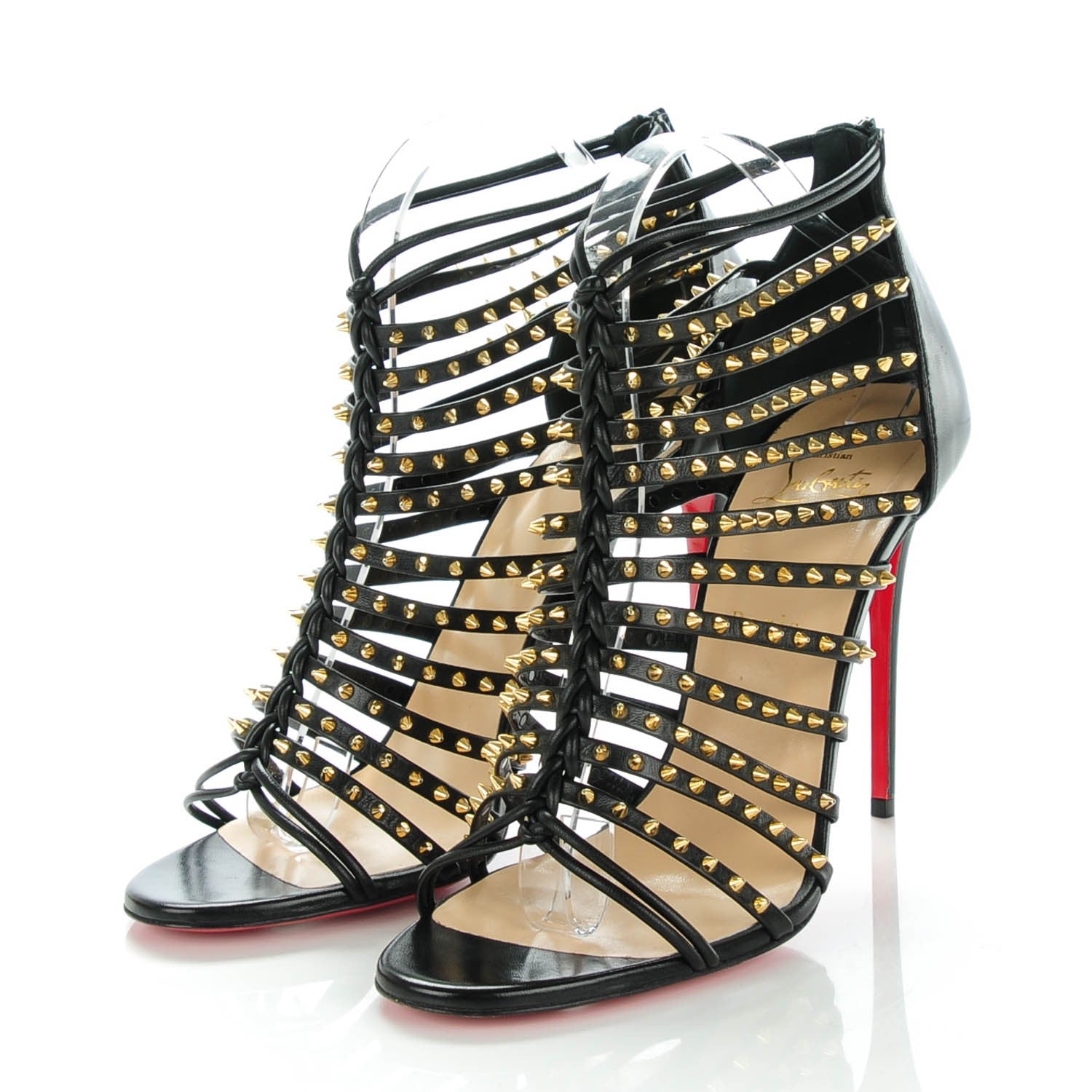 Christian Louboutin Kid Millaclou 100 Cage Sandals 39.5 Black 3 of 8