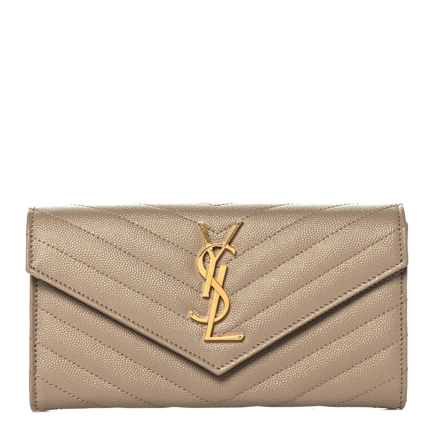 Grain De Poudre Matelasse Chevron Monogram Flap Wallet Taupe
