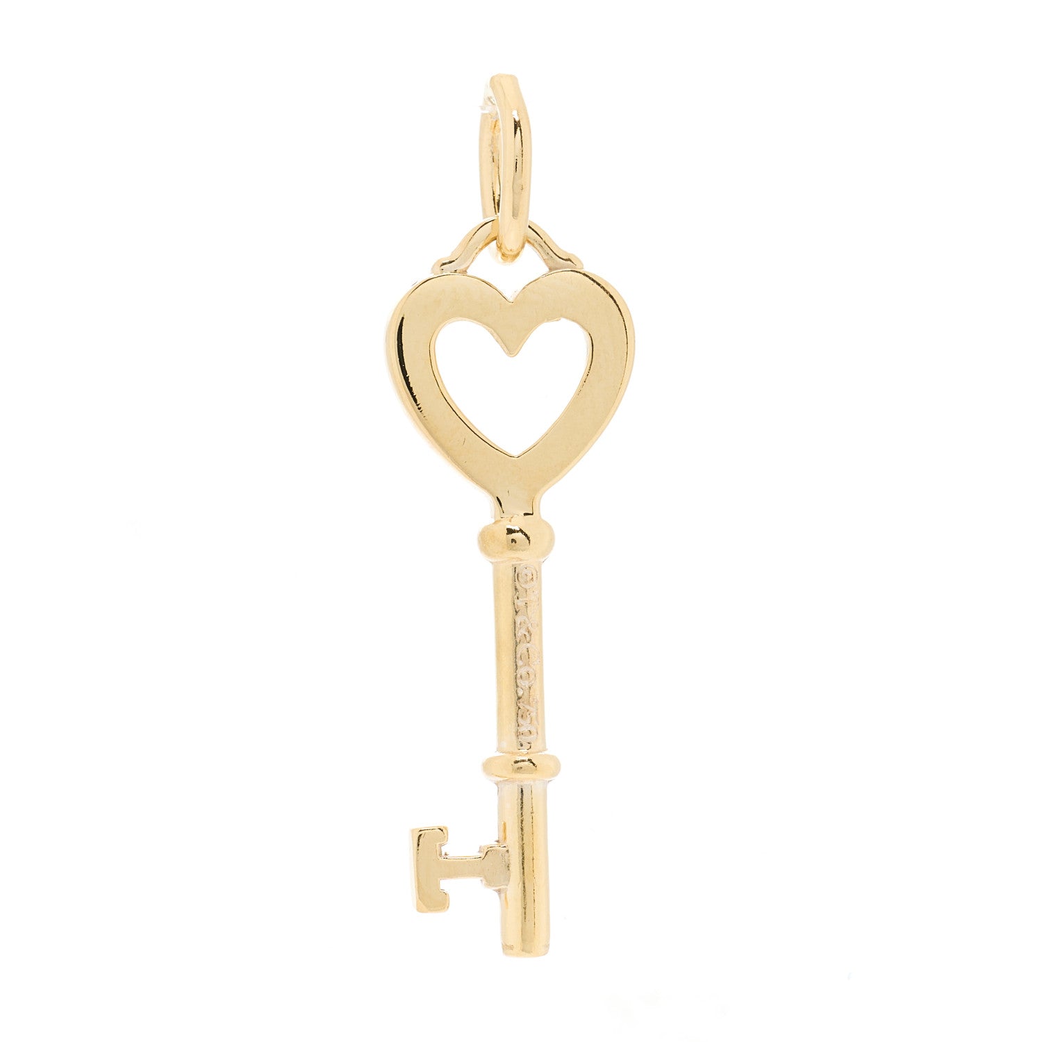 Tiffany 18K Yellow Gold Mini Heart Key Pendant 2 of 3