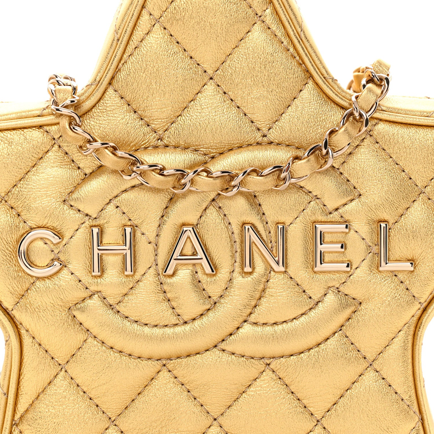 Chanel Metallic Lambskin Quilted Walk Of Fame Star Bag Gold 8 of 11