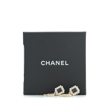 Chanel Crystal CC Drop Earrings Gold Black 5 of 5