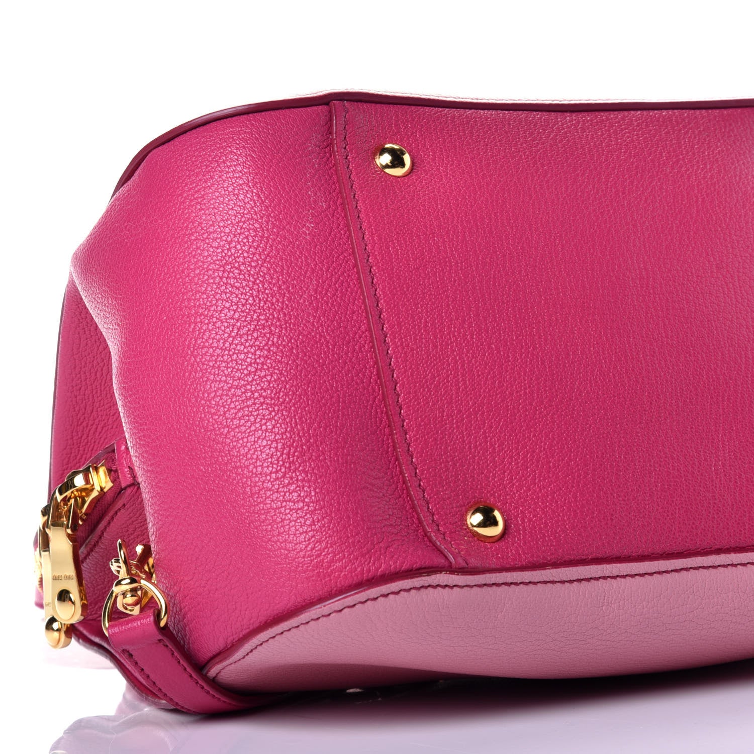 Miu Miu Goatskin Madras Bi-Color Bowling Bag Rosa Peonia 8 of 9