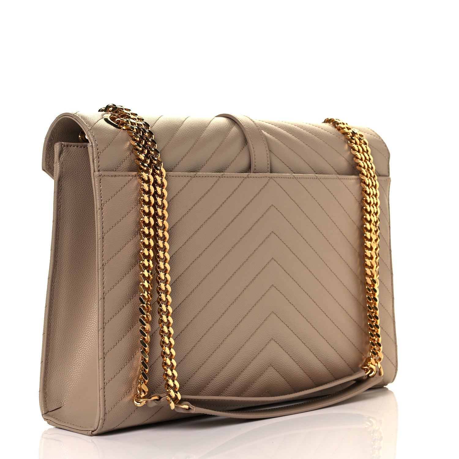 Saint Laurent Grain De Poudre Matelasse Chevron Large Monogram Satchel Dark Beige 5 of 21