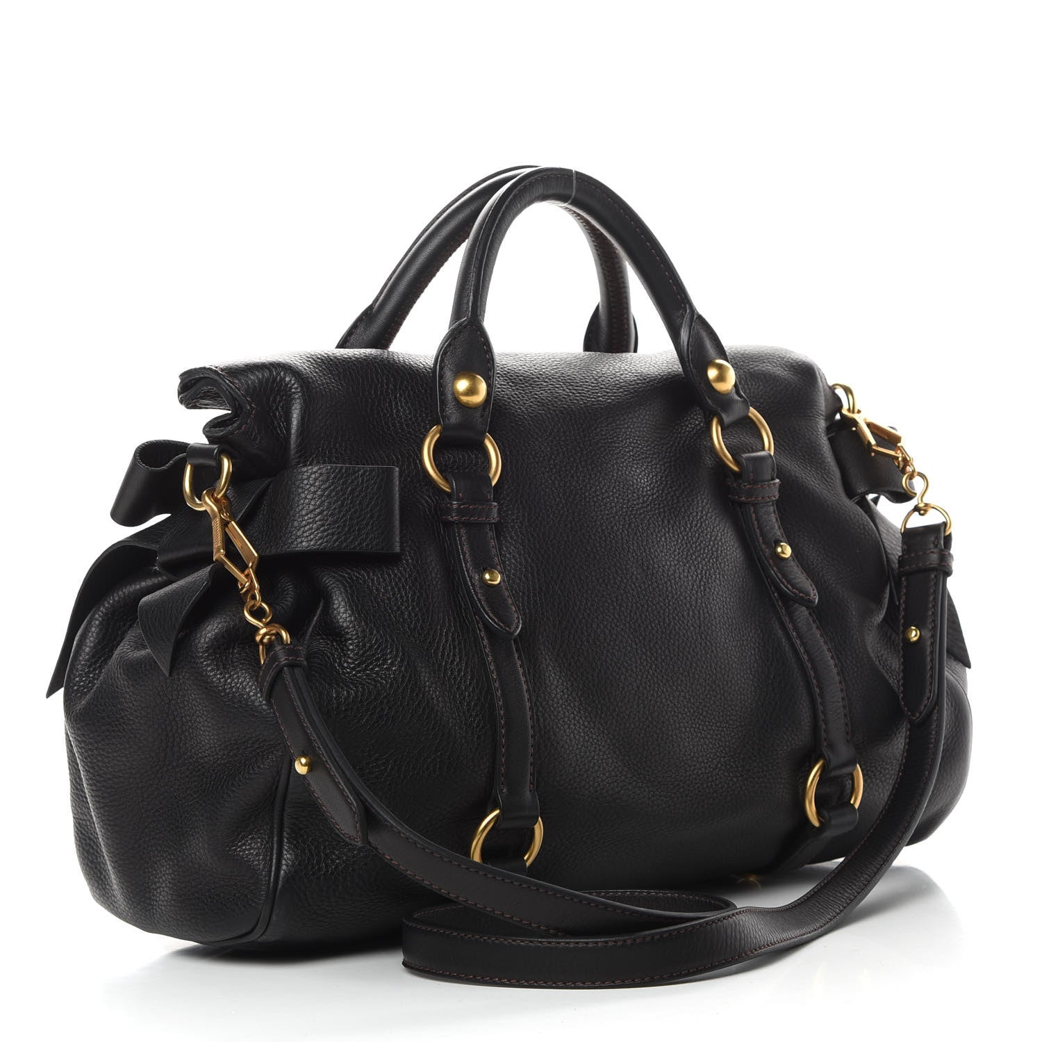 Miu Miu Vitello Medium Bow Bag Black 3 of 11