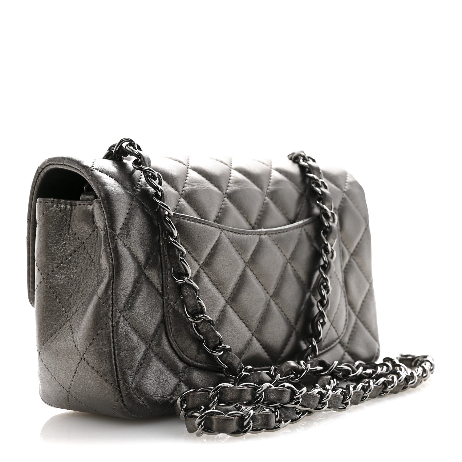 Chanel Metallic Lambskin Quilted Mini Rectangular Flap Ruthenium 3 of 13