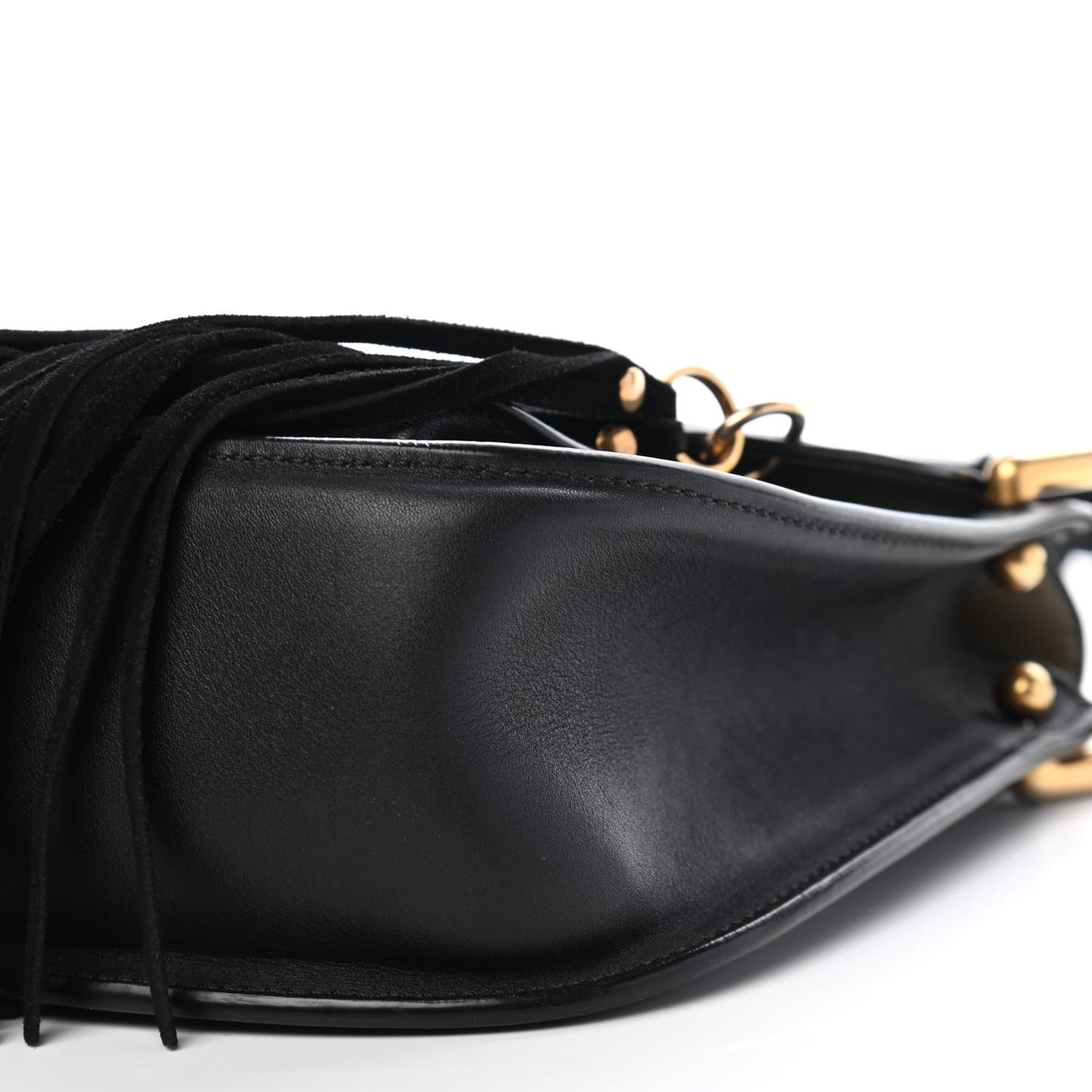 Calfskin Small Hudson Fringe Shoulder Bag Black