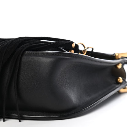 Chloe Calfskin Small Hudson Fringe Shoulder Bag Black 7 of 10
