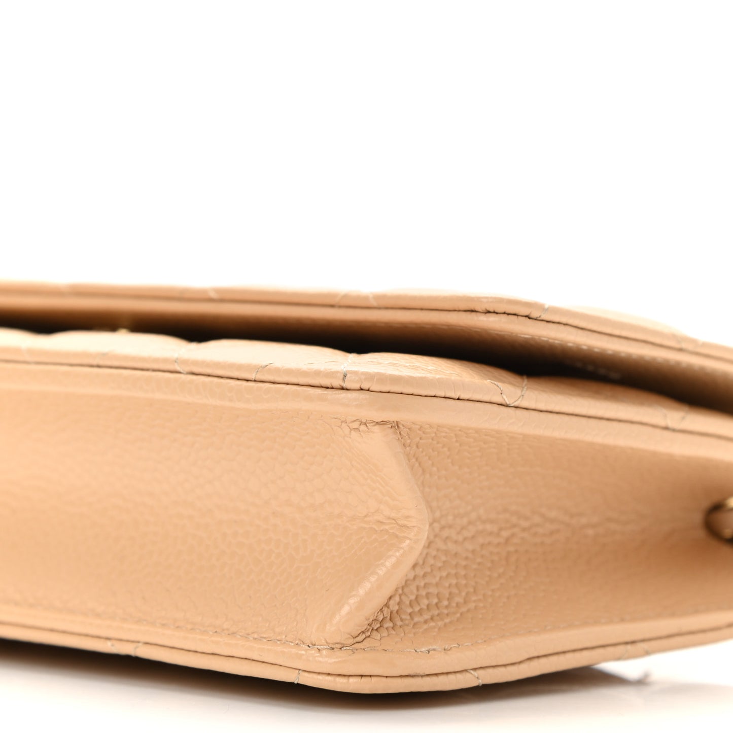 Caviar Quilted Wallet On Chain WOC Light Beige