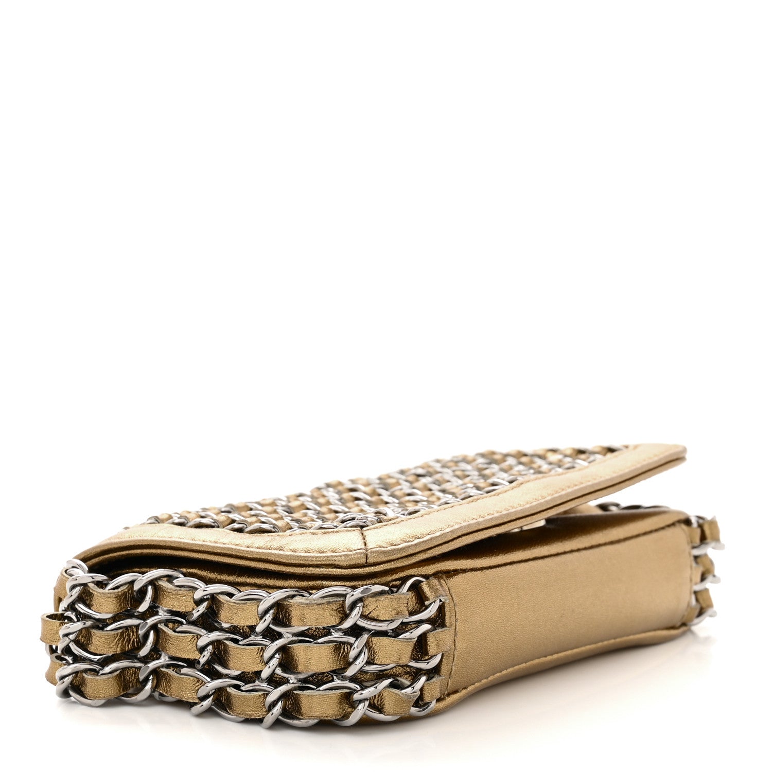 Chanel Metallic Lambskin Mini Triple Chain Flap Gold 4 of 10