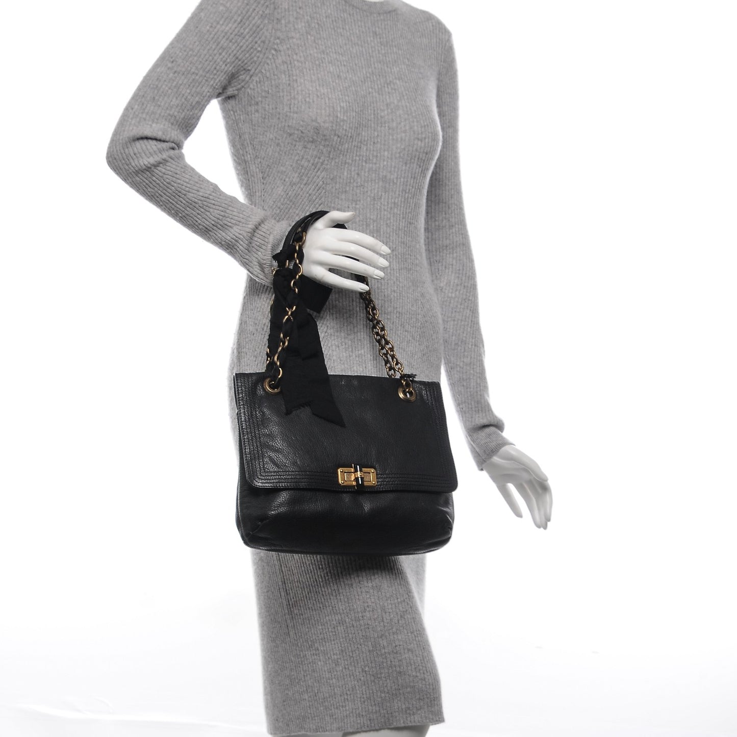 Goatskin Medium Happy Shoulder Bag Black