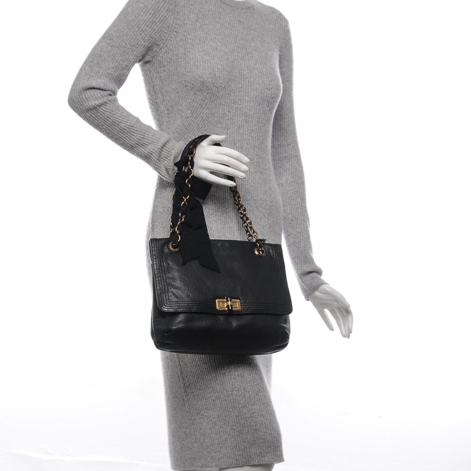 Lanvin Goatskin Medium Happy Shoulder Bag Black 2 of 9