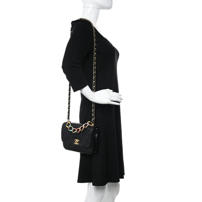 Chanel Lambskin Quilted Small Color Match Flap Black Multicolor 2 of 10
