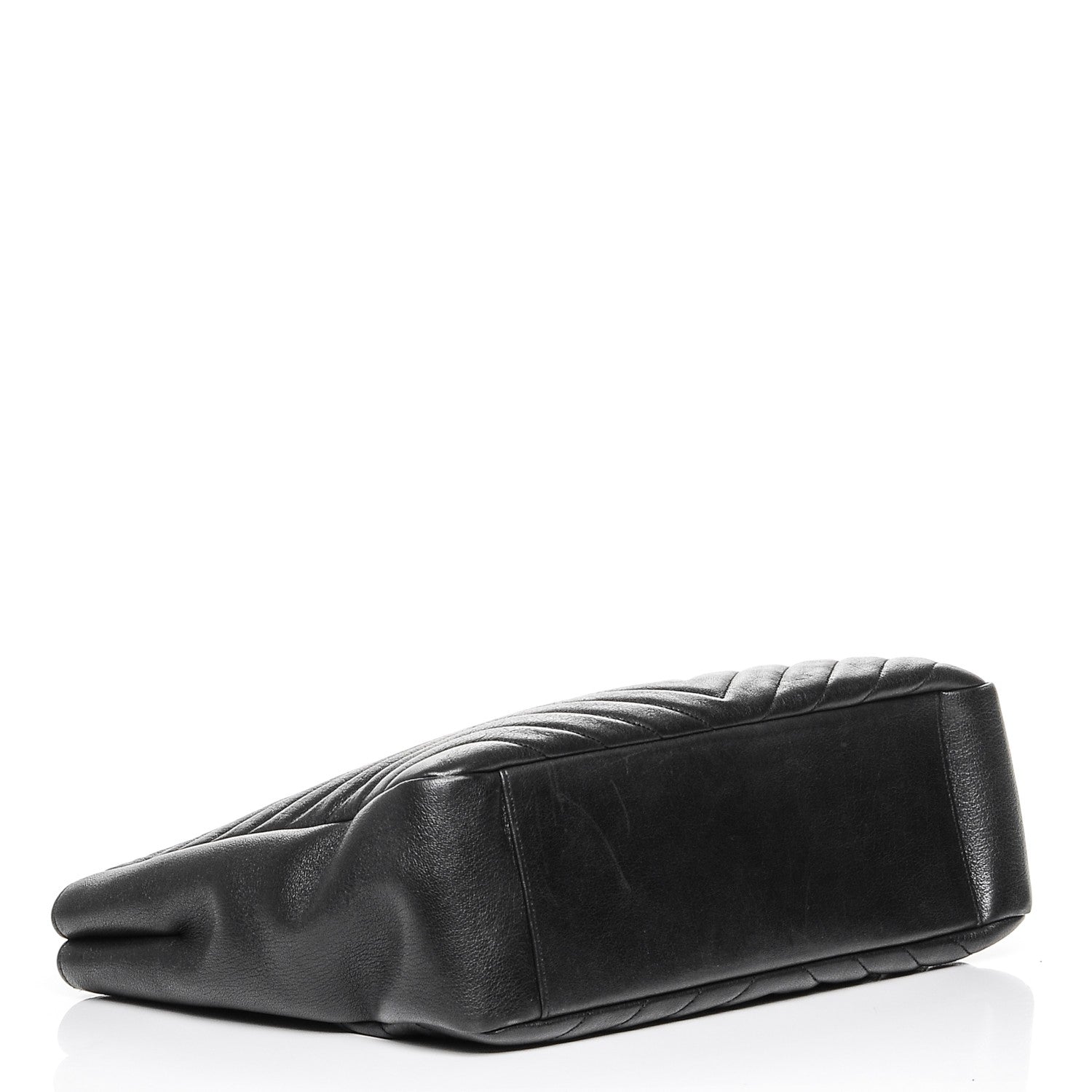 Saint Laurent Sheepskin Matelasse Chevron Large Monogram Shopping Bag Black 4 of 6