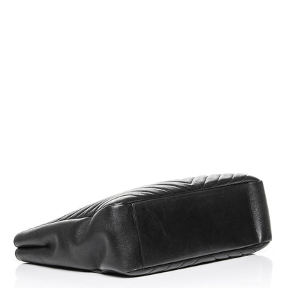 Saint Laurent Sheepskin Matelasse Chevron Large Monogram Shopping Bag Black 4 of 6