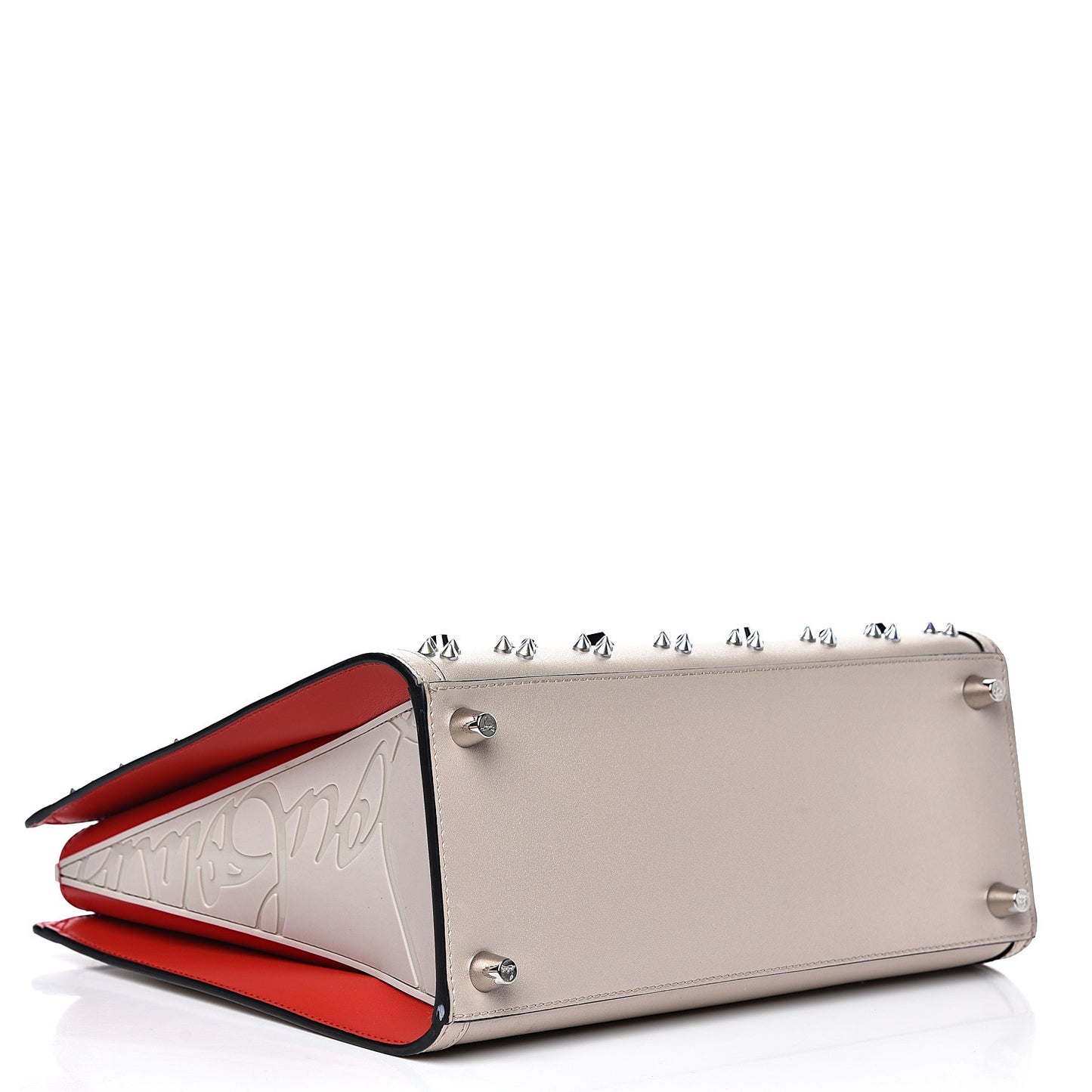 Calfskin Spikes Loubinthesky Medium Paloma Nude Platine