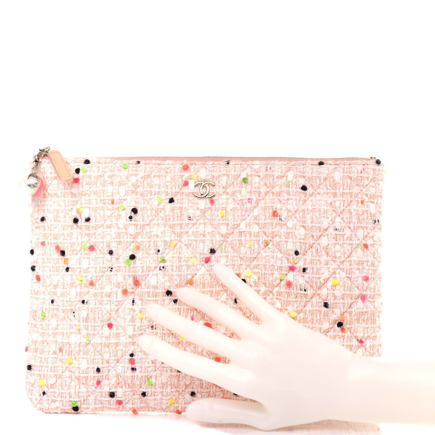 Chanel Tweed Candy Cotton Quilted Medium Cosmetic Pouch Multicolor 2 of 12