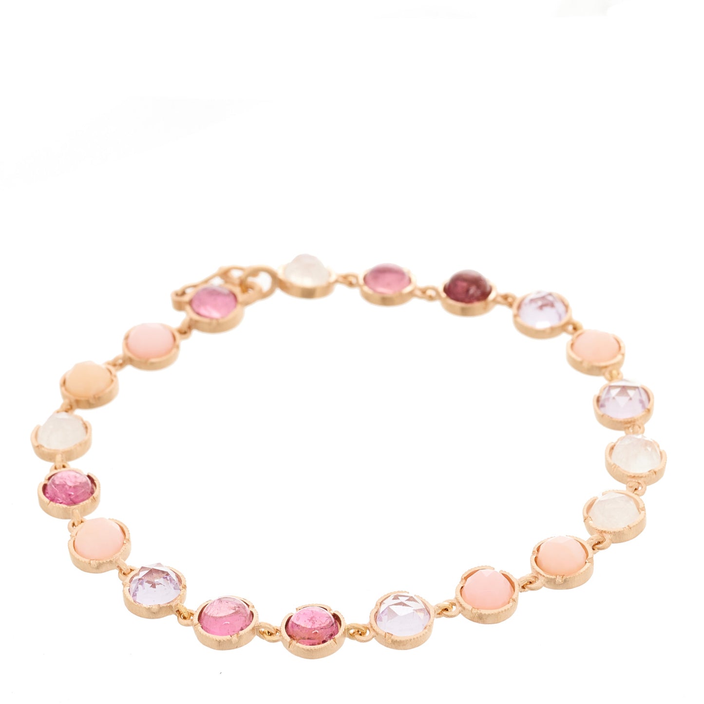 18K Rose Gold Multi Gemstone Petite Classic Link Bracelet