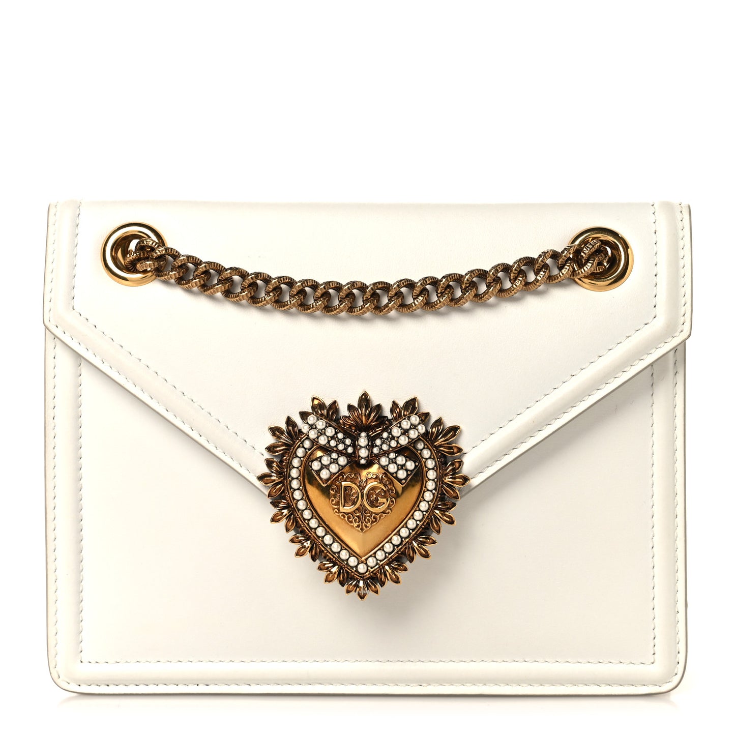 Smooth Calfskin Mini Devotion Envelope Bag White