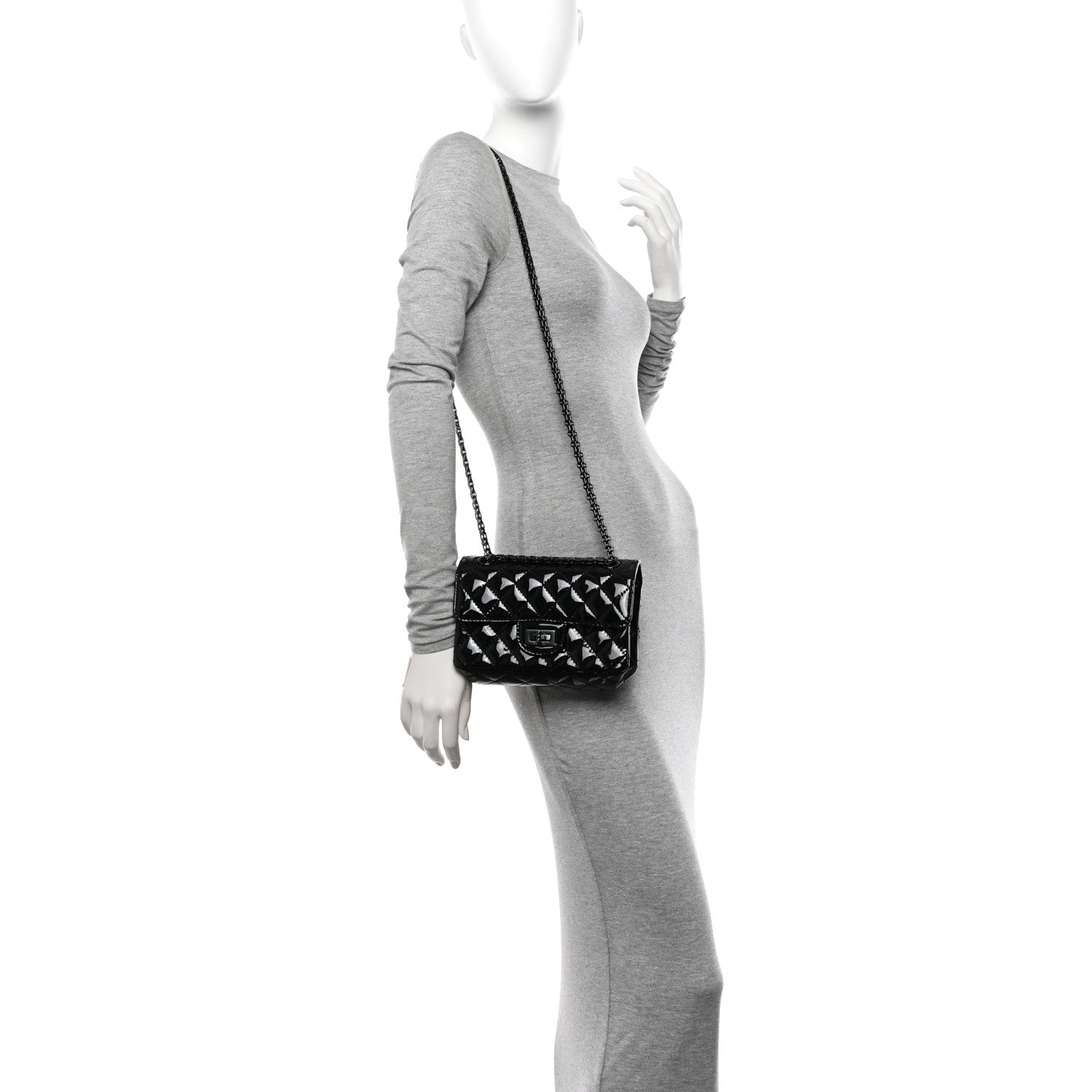 Chanel Patent Calfskin Quilted 2.55 Reissue Mini Flap So Black 2 of 11