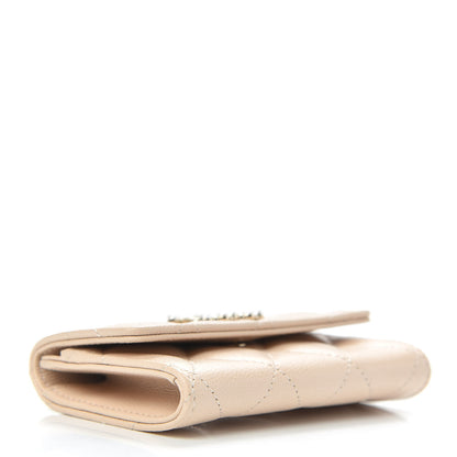Chanel Caviar Pearl Quilted Coco Candy Flap Card Holder Beige 4 of 9
