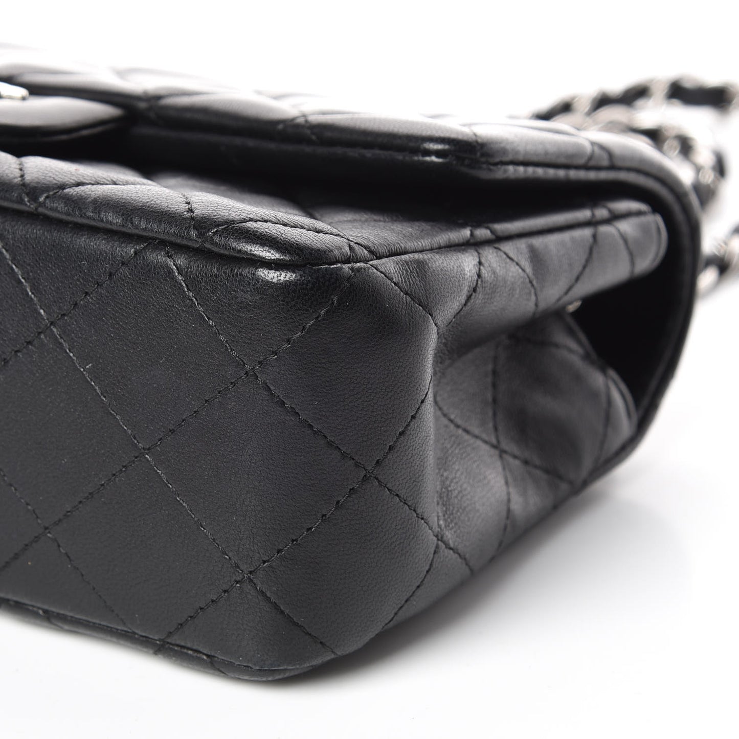 Lambskin Quilted Mini Rectangular Flap Black
