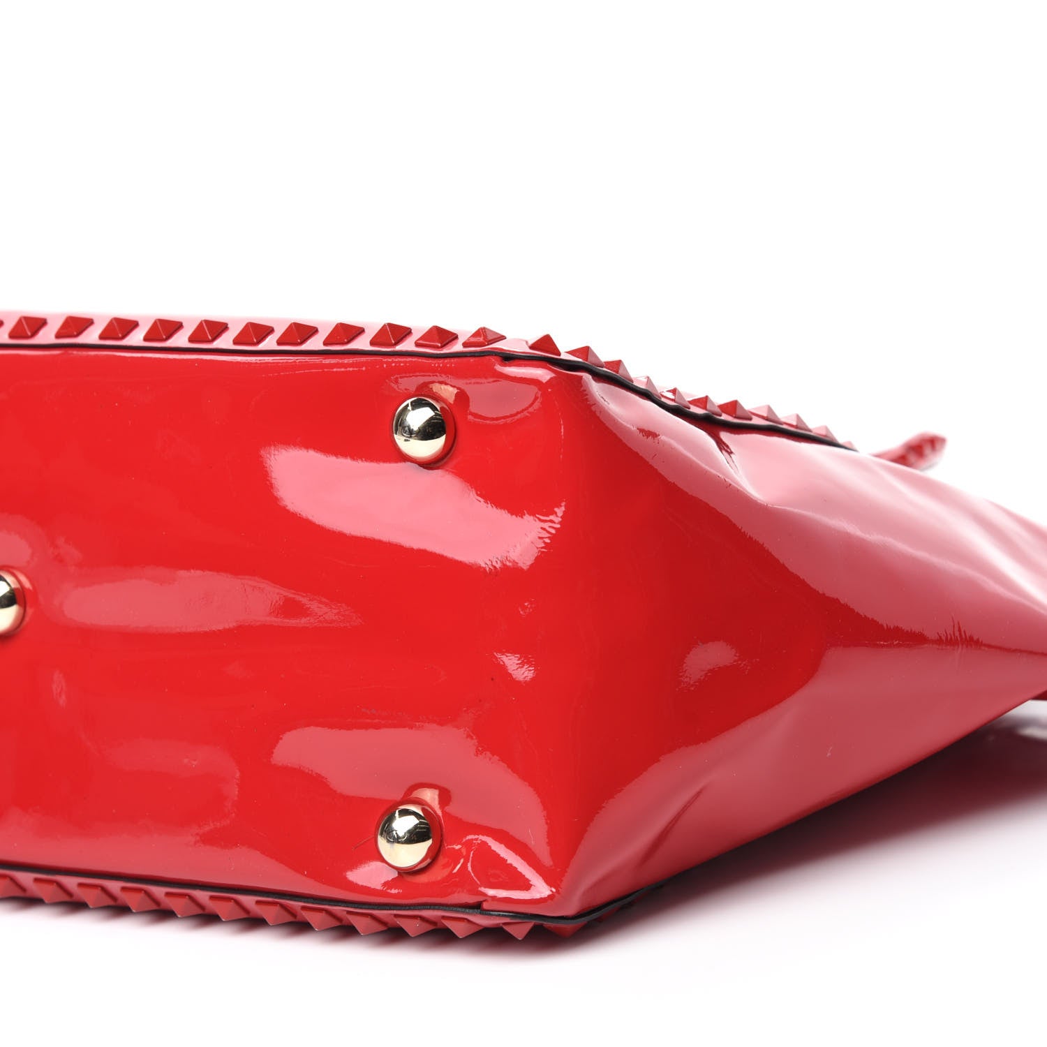 Valentino Garavani Patent Monochrome Medium Rockstud Tote Rosso Valentino 7 of 9