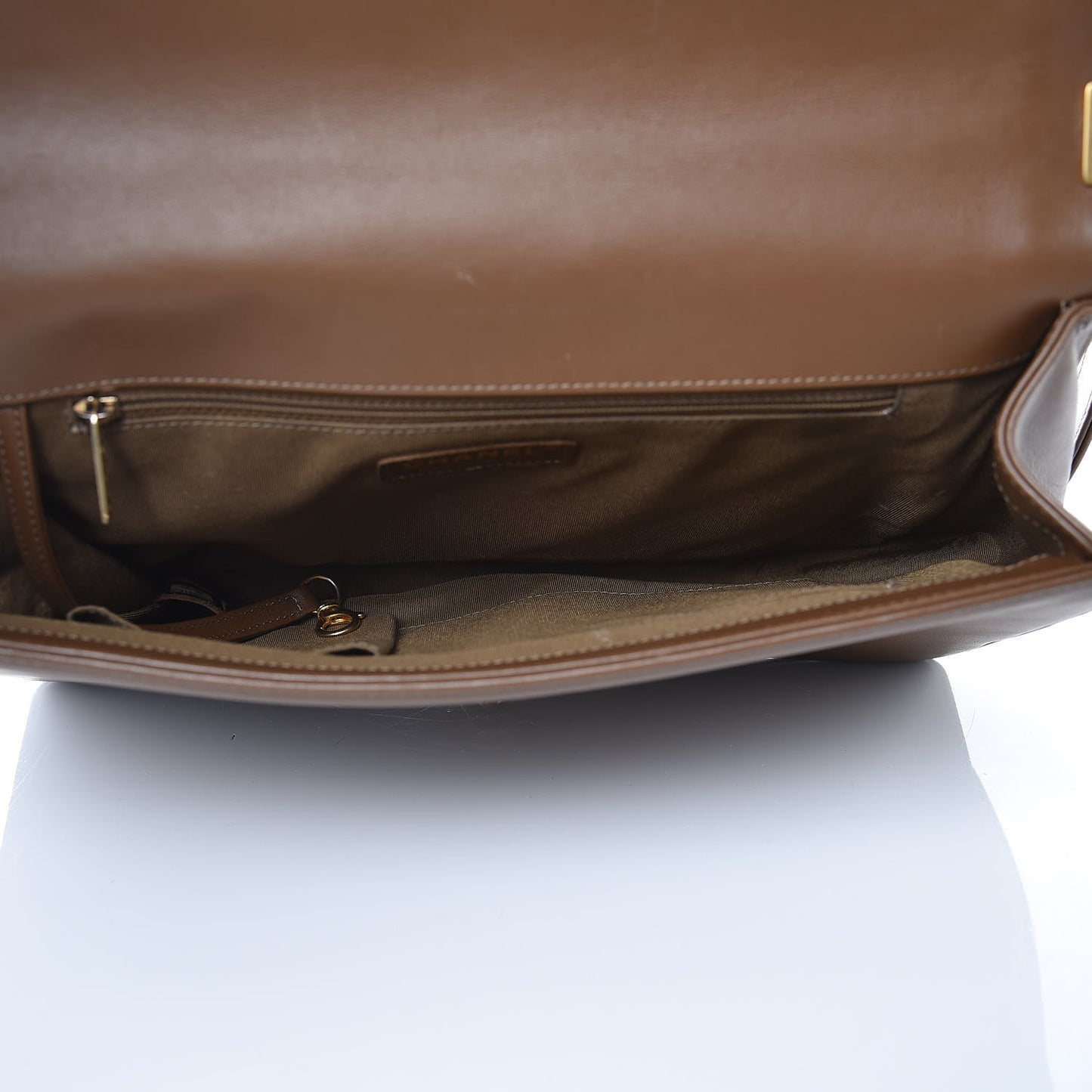 Calfskin Quilted Large Boy Flap Brown